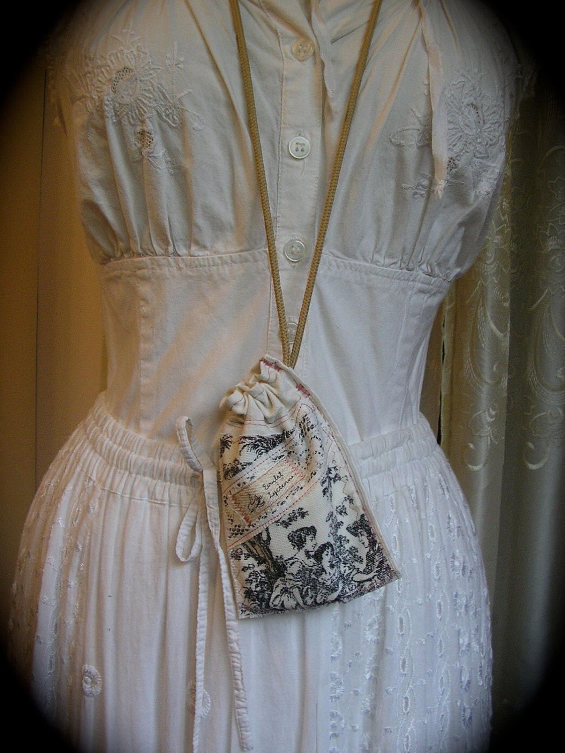 Cell phone pouch, ipod iphone pouch case sleeve cotton drawstring shabby cellphone money pouch