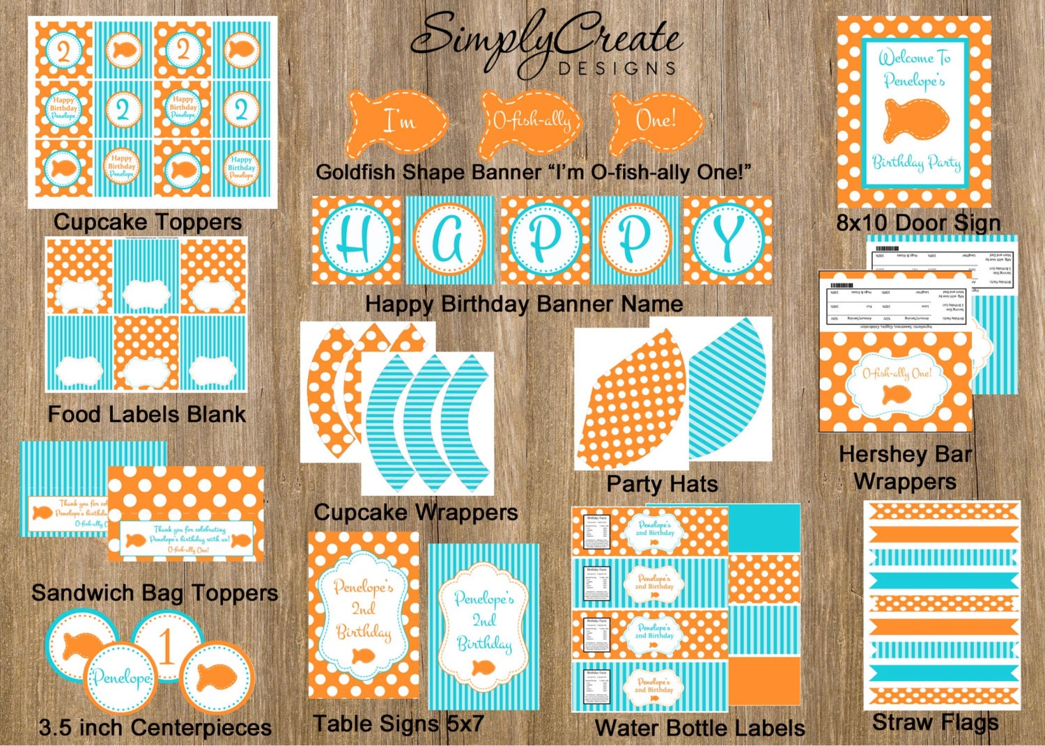 SALE Goldfish Party Package Printable DIGITAL Party Il_170x135