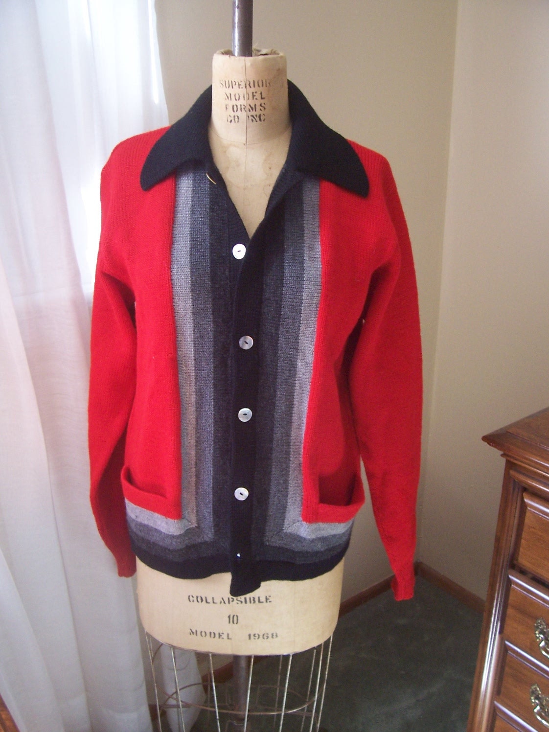 Vintage 1950s Rockabilly 3-tone sweater mens M-L