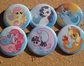 My Little Pony Friendship is Magic Pin back button Mane 6 Sea ponies set