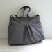 SALE - Gray Canvas Bag / Tote / Shoulder bag / Travel / Cross body / Zippered Closure Purse / Pleats / 2 Side Pockets
