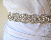 Bridal beaded swarovski pearl, crystal sash/belt. CRYSTAL PEARLA