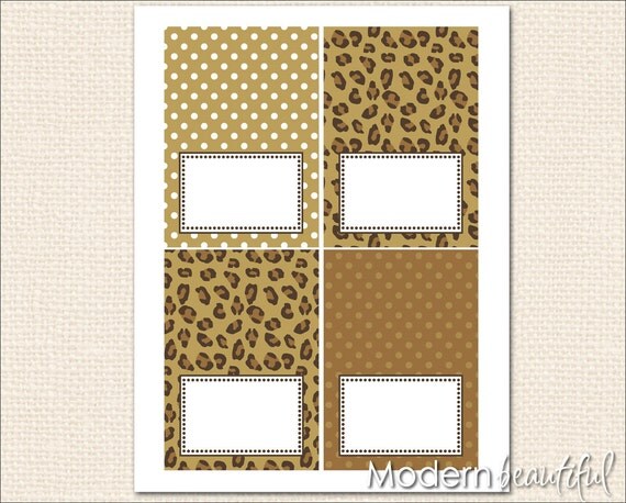 Editable Leopard Brown Polka Dot Chic Party Printable Table Food Labels Il_570xn