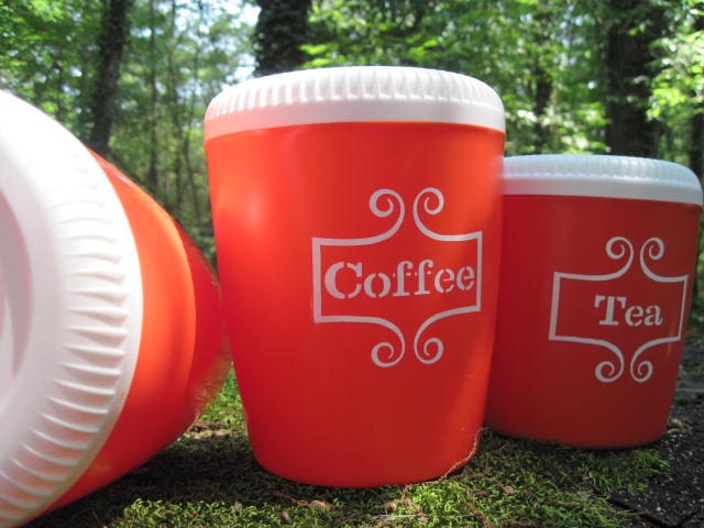 Nesting Mid Century Plastic Orange Kitchen Canisters