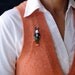 Halloween Rabbit Pin - Bunny Rabbit in Ghost Shirt with Pumpkin Bag
