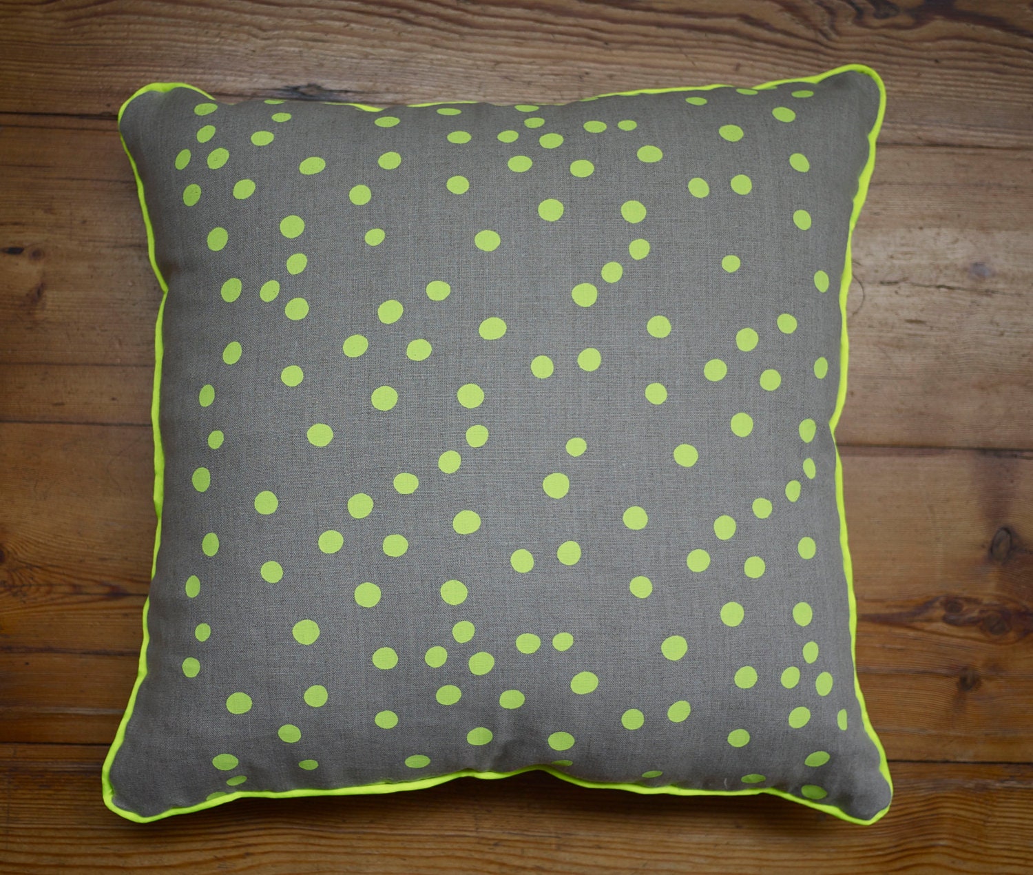 Neon Yellow Spot Linen Cushion