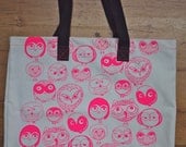 Neon Pink Owl Canvas Tote Bag