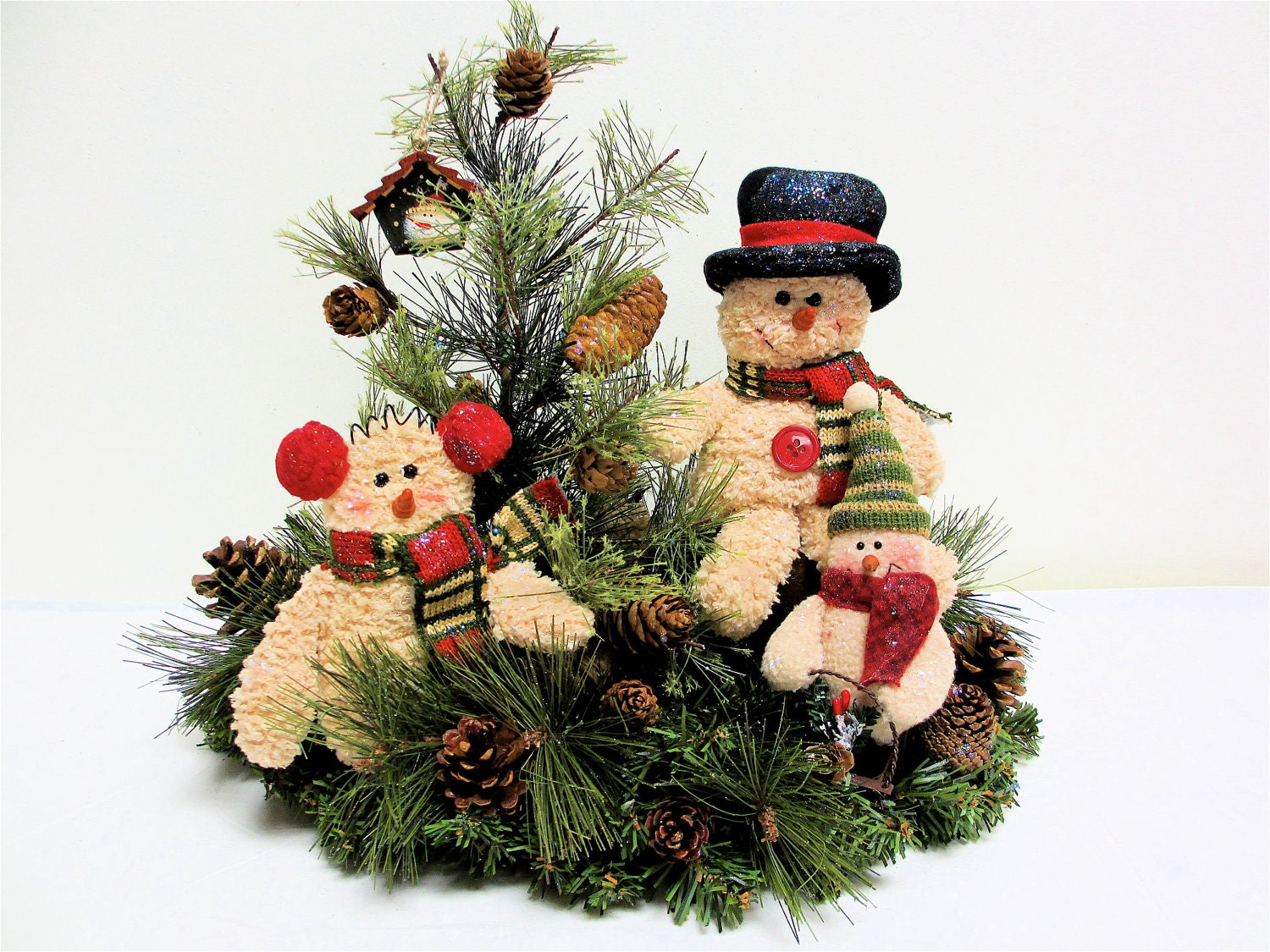 Winter Holiday Christmas Snowman Family Christmas Tree Arrangement Holiday 2012