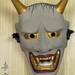 Vintage Made in Japan Japanese Mask Signed Art Wall Hanging Scary Devil Mask