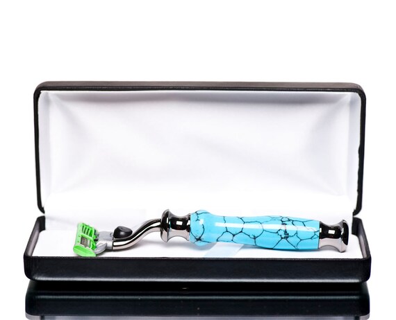 50% OFF Shaving Razors - Turquoise and Titanium Special present for him unique and special