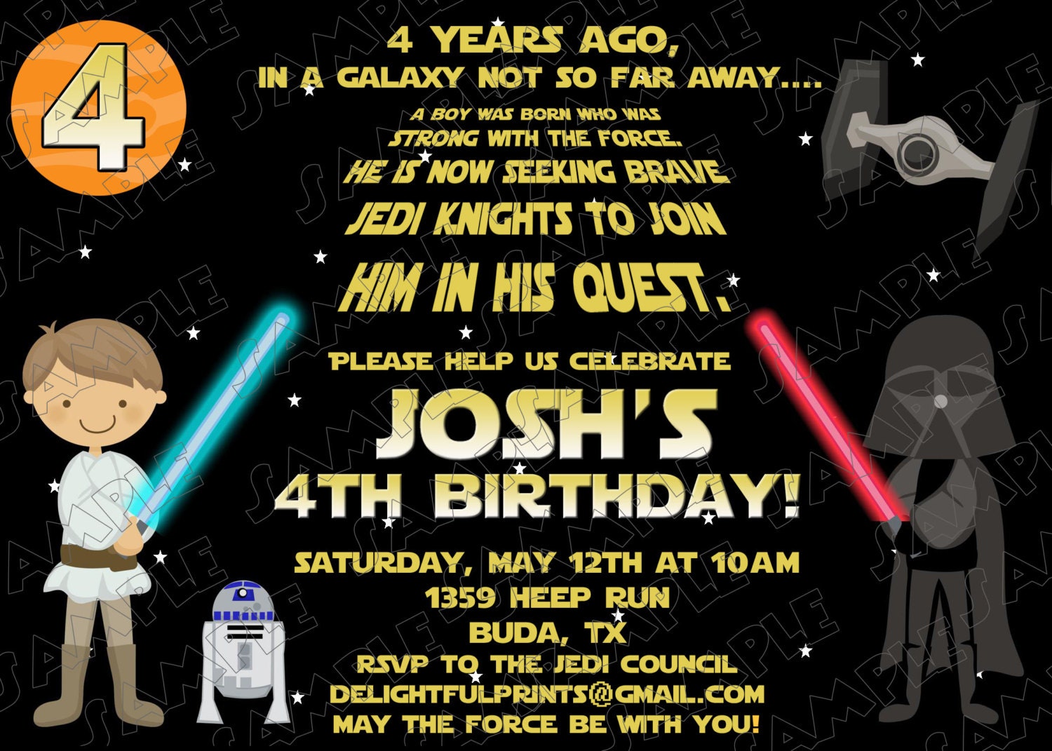 Star Wars clone wars inspired birthday invitation many colors ...DIY you print custom photo card by delightfulprints Il_570xn