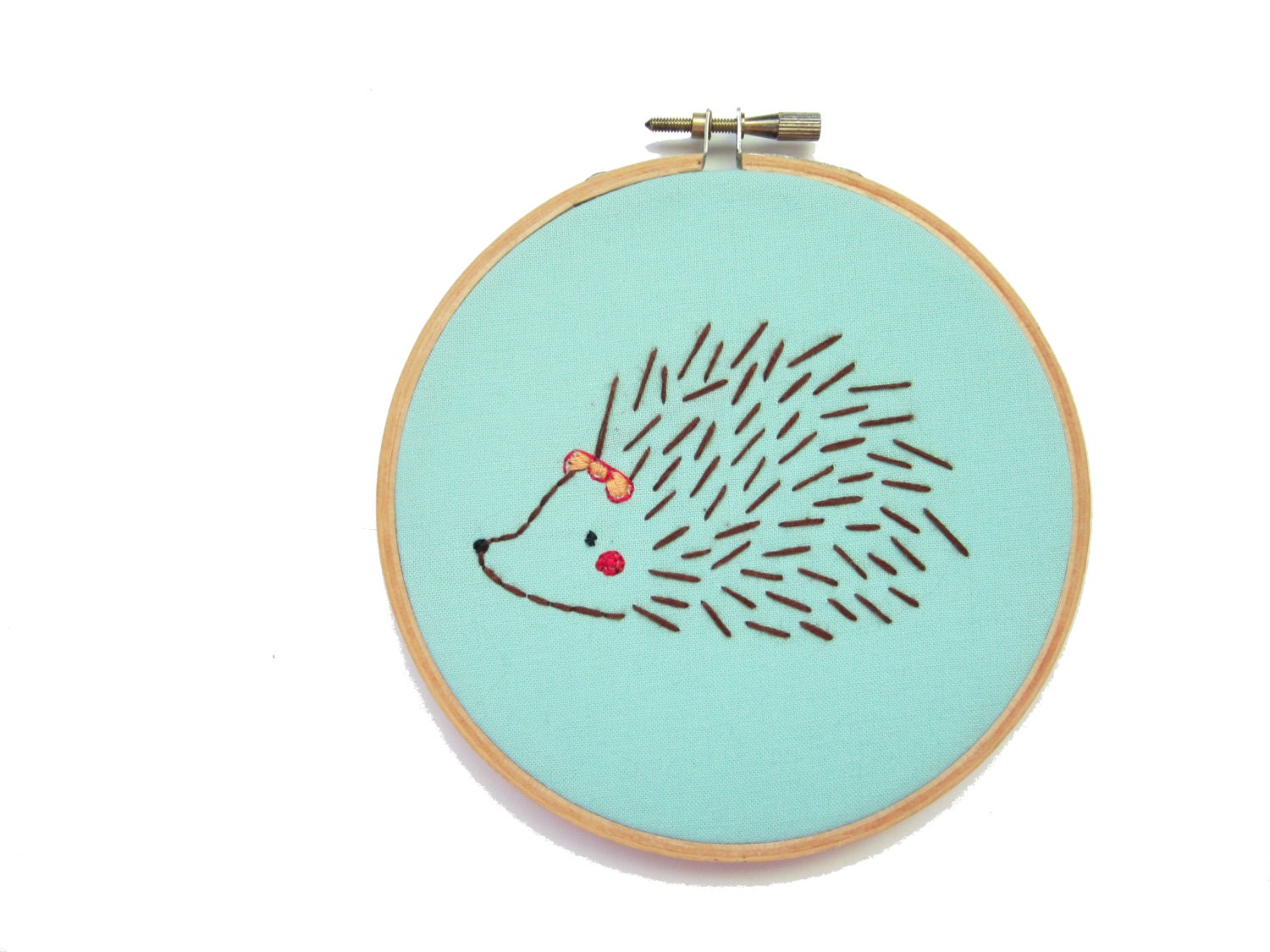 Hand Embroidered Hoop Art - Hedgehog