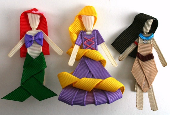 Princess Inspired Ribbon Sculptures You Choose Hair Clips