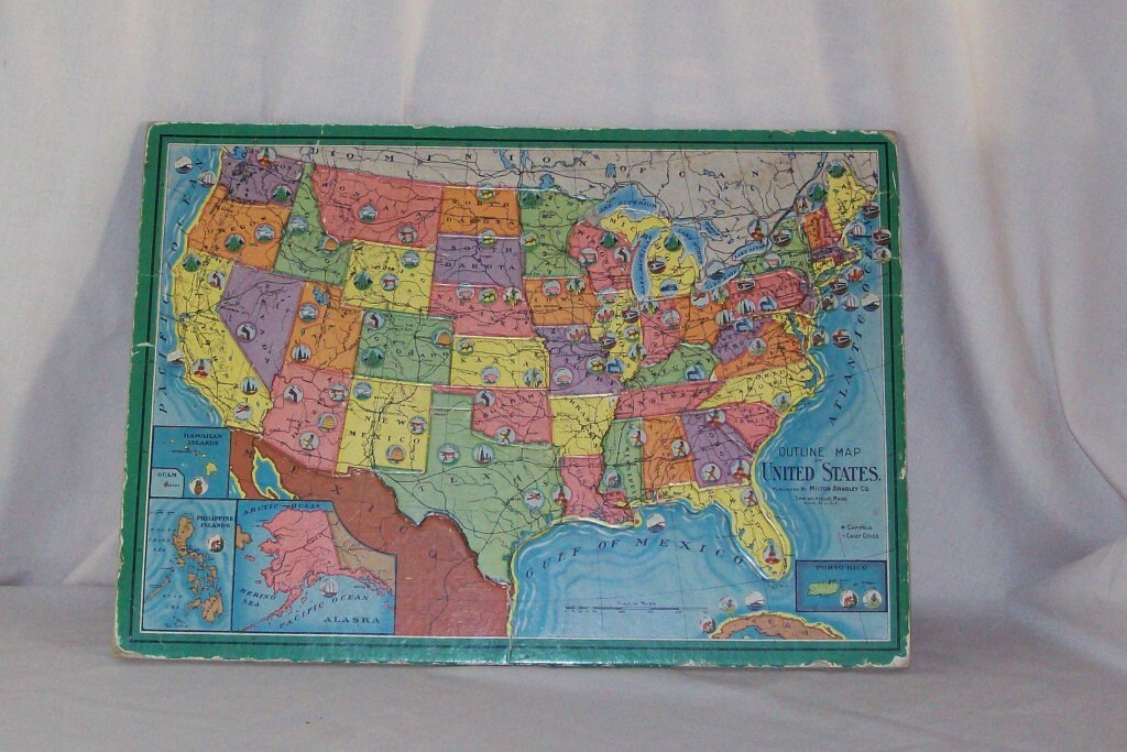 Vintage United States Map Puzzle S Milton Bradley Company