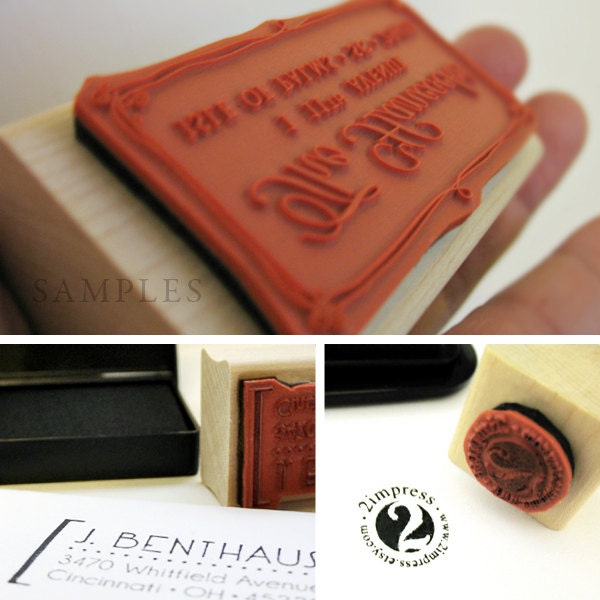Handmade Vintage Style Custom Label Rubber Stamp