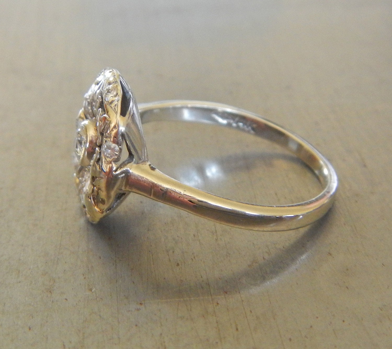 Diamond Engagement Ring 1930's Flower Design
