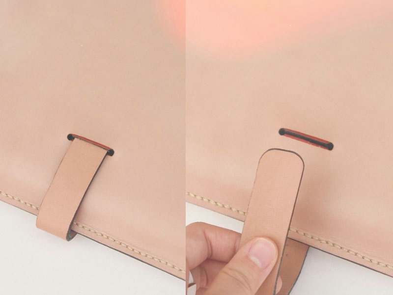 Handmade Ipad Sleeve - Saddlebrown and White