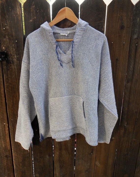 vintage 70s blue white baja surfer hoodie by