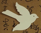 50 Die Cut Flying Bird Ivory,  White or Kraft Blank Tags 4" x 4-3/4"