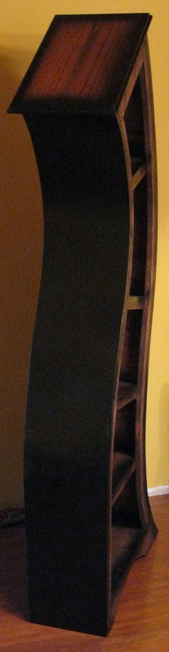 FREE SHIPPING,Handmade 6ft Curved Bookshelf Oak Stained/Blk