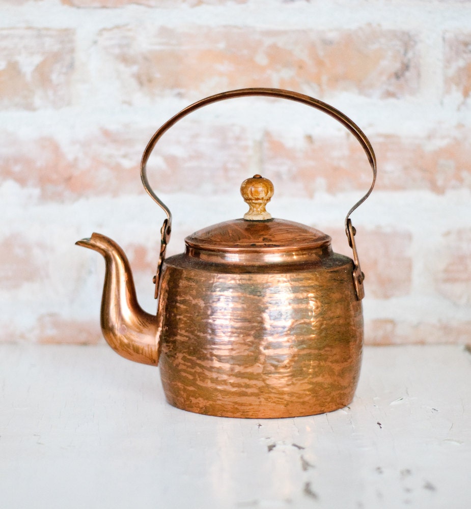 Rustic Vintage Brass Teapot - Made in USSR - Russian Vintage Kitchen Decor - Farmhouse Cottage