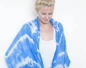 30% SALE - Tie dye blue hand dyed cotton scarf - StillWithYou