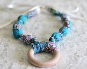 Teal Teething Ring Necklace for Breastfeeding/Nursing Necklace, Teething Necklace, Babywearing, Fabric Necklace