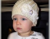Off White Baby Hat, Crochet Baby Hat, Vintage, Swirl Hat, Handmade, Off White, Shabby Chic Flower, Crochet, Baby Girl, Super Soft