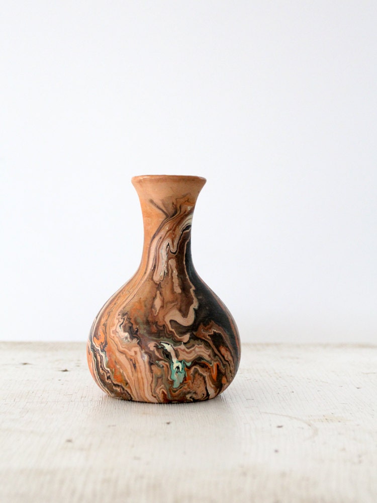 Vintage Nemadji Pottery // Clay Vase // Dusty Swirler