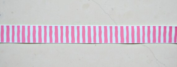 Hot pink and white wonky stripes on 7/8" grosgrain ribbon-Valentines Il_570xn
