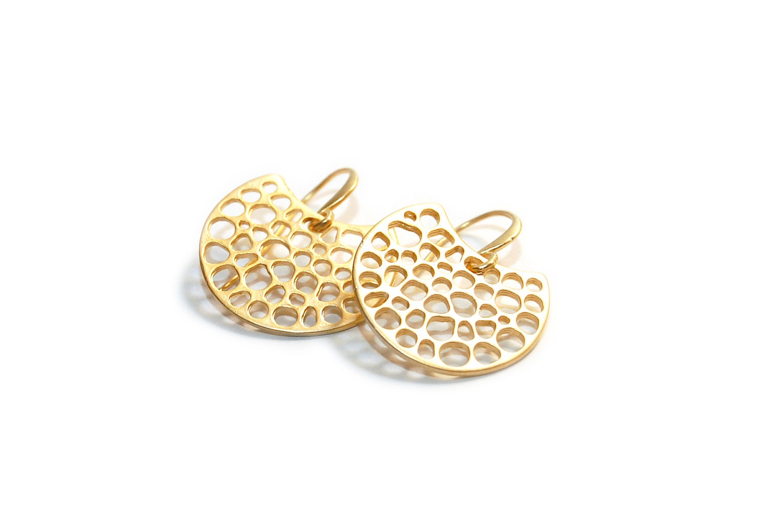 14k Gold Plated Matte Half Moon Earrings