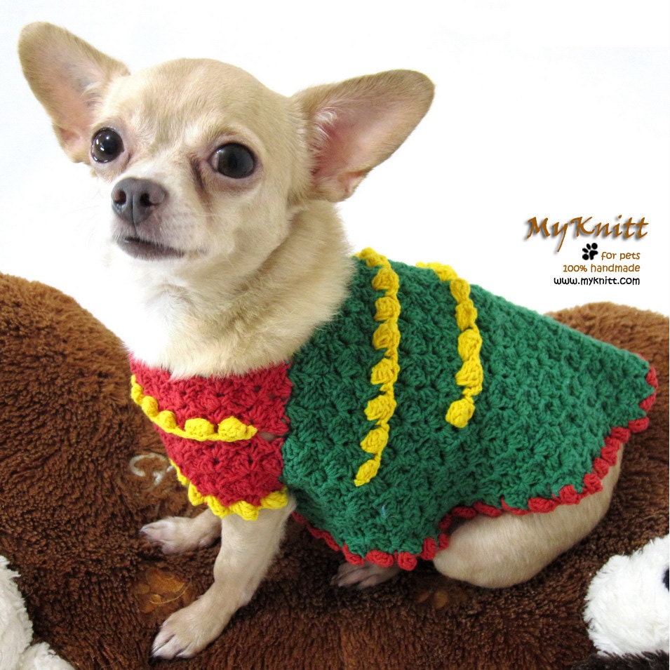 Superman Dog Coat Raincoat Doggie Costume Pet Clothing Crochet Yorkshire Chihuahua Clothes  D872 Myknitt