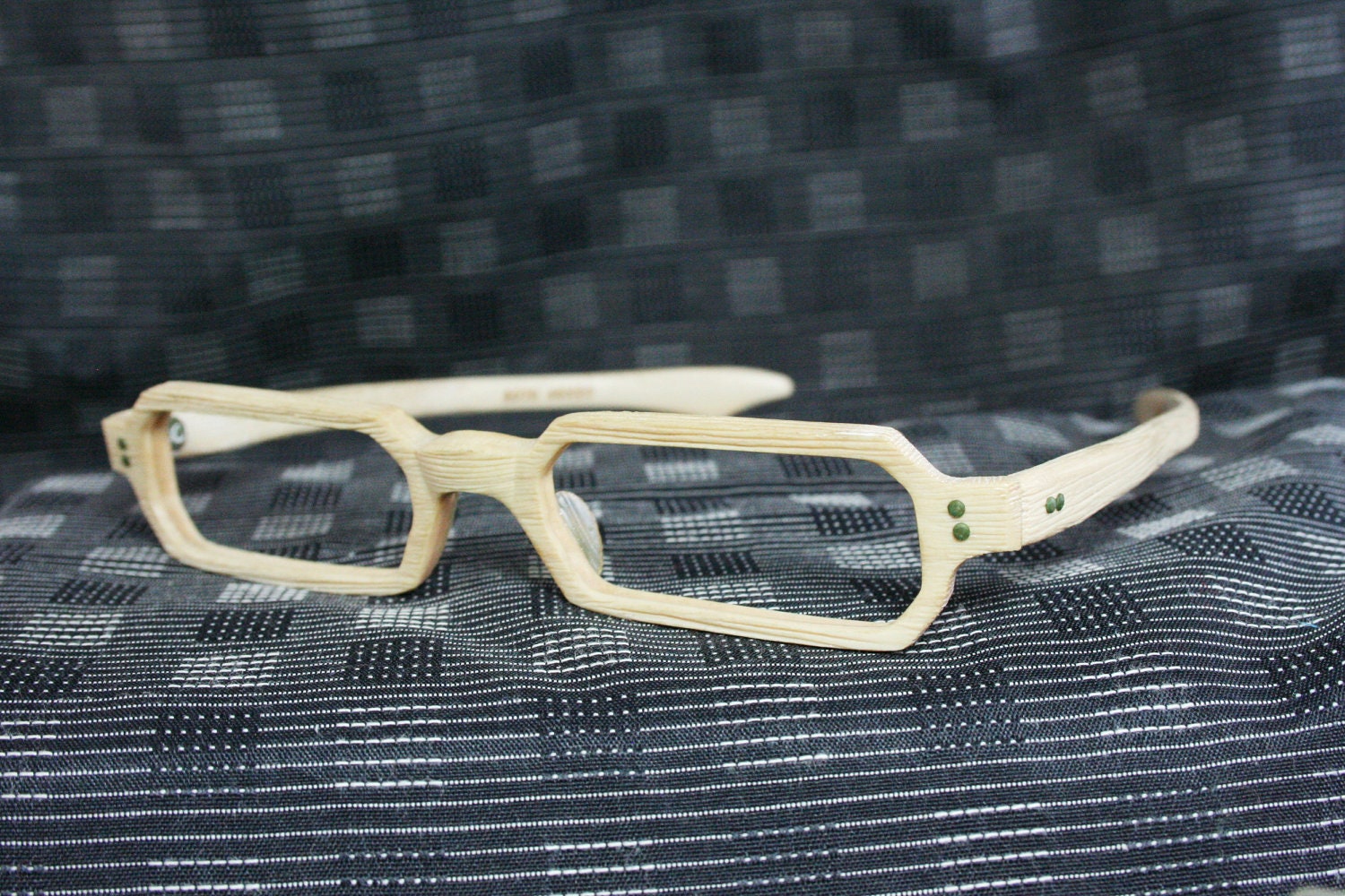 Vintage 60s Glasses 1960s Geometric Eyeglasses Rectangular Faux Bois Texture Zyl 46/20 NOS Frame France Swank Optical