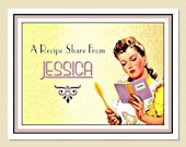 Delightful 1940s Cook - Personalized Recipe / Note Cards (10 Folded)