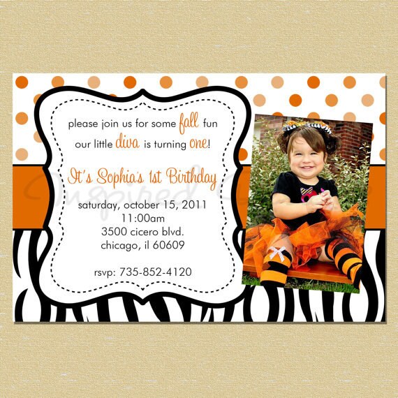 Orange Zebra Birthday/Baby Shower Invitation (Any Age - Girl - Photo/No Photo - Text Customizable) Il_570xn