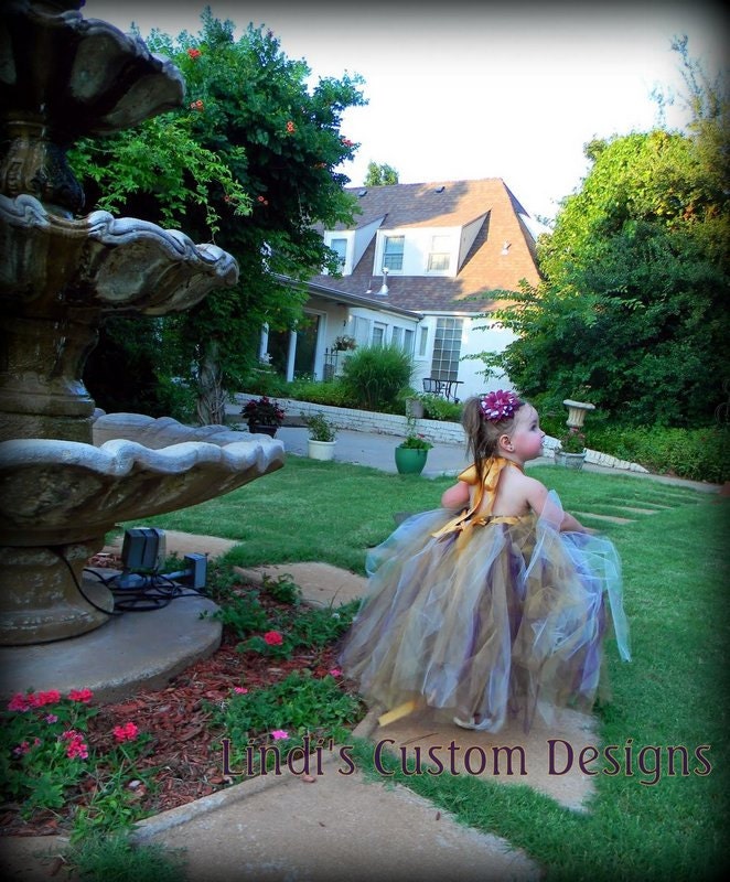 Plum, Ivory, & Gold Shimmer Flower Girl Peony Tulle Tutu Dress for Weddings, Pageants, Portraits up to 5T or a 23" Chest
