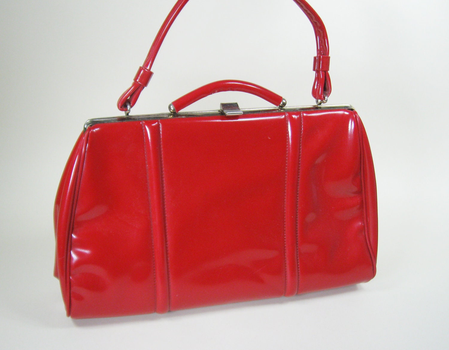 60s Red Faux Patent Leather Purse Handbag