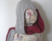 Assassin Hoodie Scarf - Gray and your choice of lining color