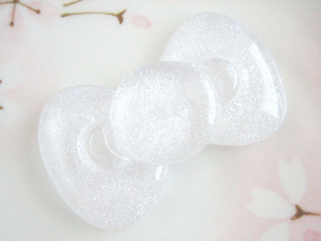 1pc - LL Clear Glitter Kitty Bow Decoden Cabochon (59x34mm) BL10013