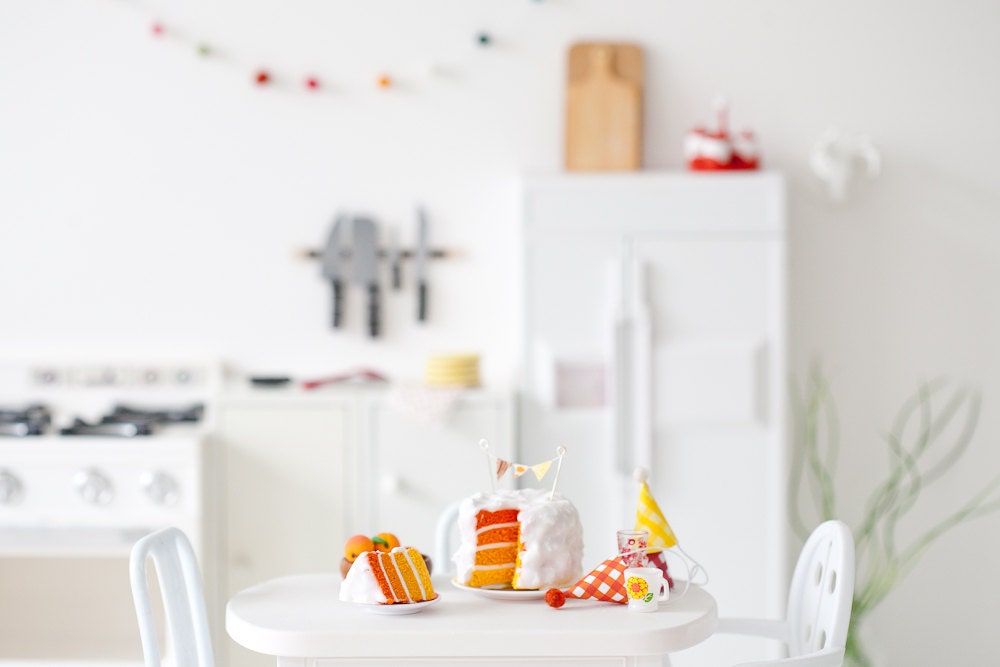 Miniature Playscale Orange Ombre Cake with Bunting