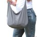 Hobo Bag. Large Purse. Sling Purse. Slouch Bag. Boho Chic Fashion. Cross Body Hipster: grey gray denim appearance OOAK