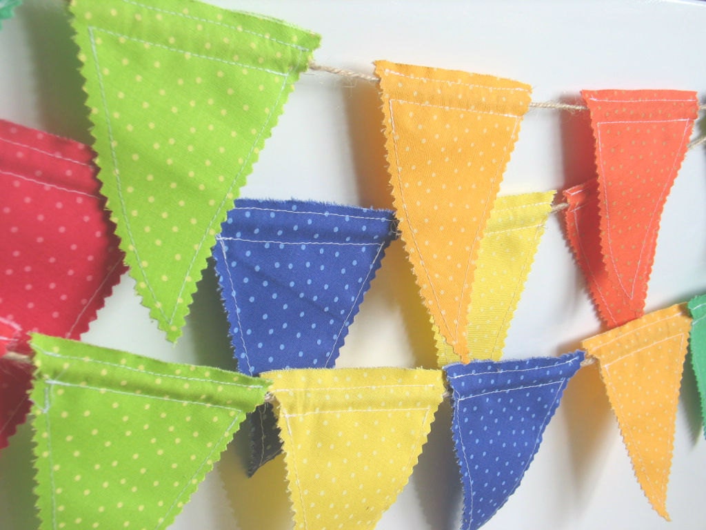 CIRCUS Mini Fabric Bunting, Fabric Garland, Wedding Bunting, Nursey Bunting, Party Bunting, Approx 12FT