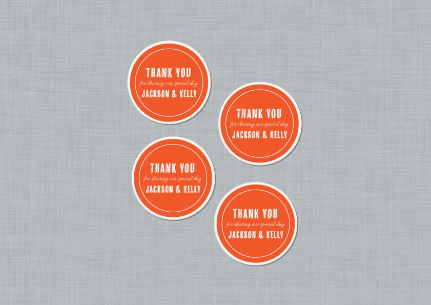 Printable Thank You Tags/Stickers - Custom color - Round
