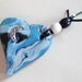 Teal and Black Swirled Heart Polymer Clay Zipper Pull