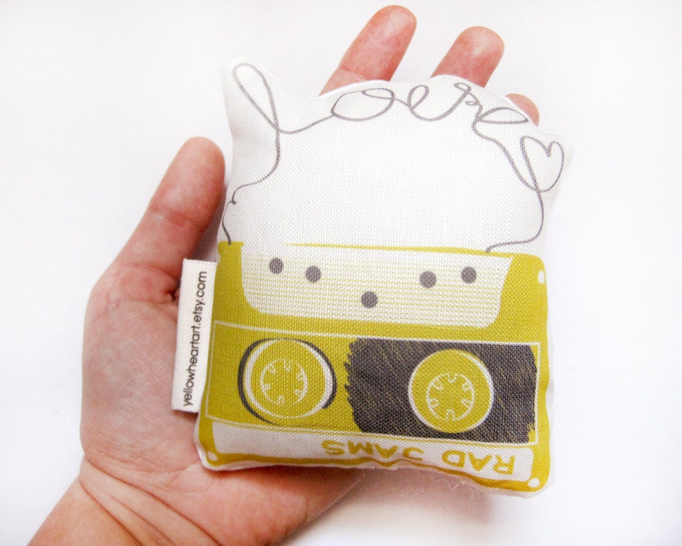 Mini Mustard Mix Tape Plush Yellow Heart Art