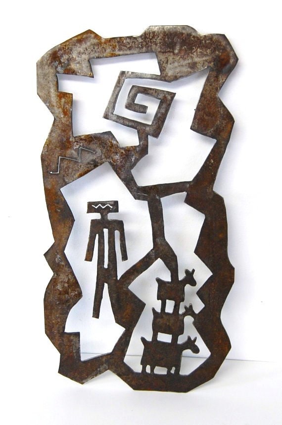 southwestern wall art primitive metal art by NayaStudio on Etsy