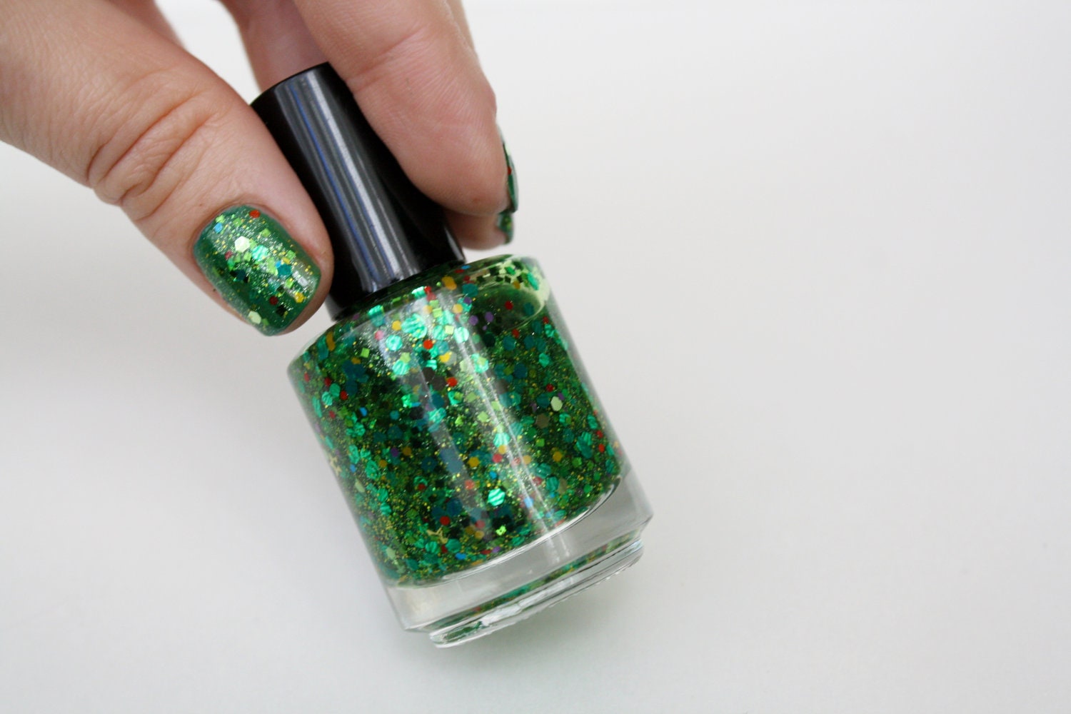 Tree Trimming green glitter nail polish Christmas by AquaDaisy