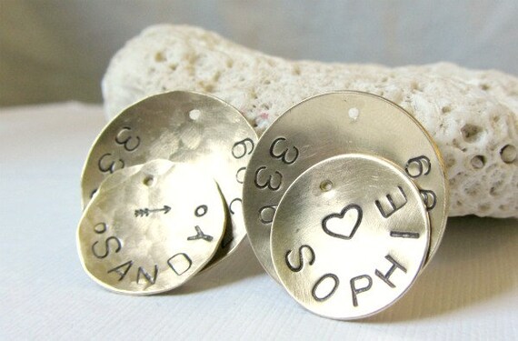 Custom Dog Cat Pet ID Tags Hammered Smooth Rustic Gold Brass