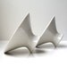 Mid Century Modern Pedestal Rice Bowls Pair Porcelain