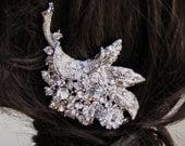 Bridal hair comb with rhinestone flowers, wedding head piece - Peacock